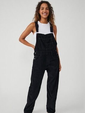 We the Free Black Corduroy Overalls